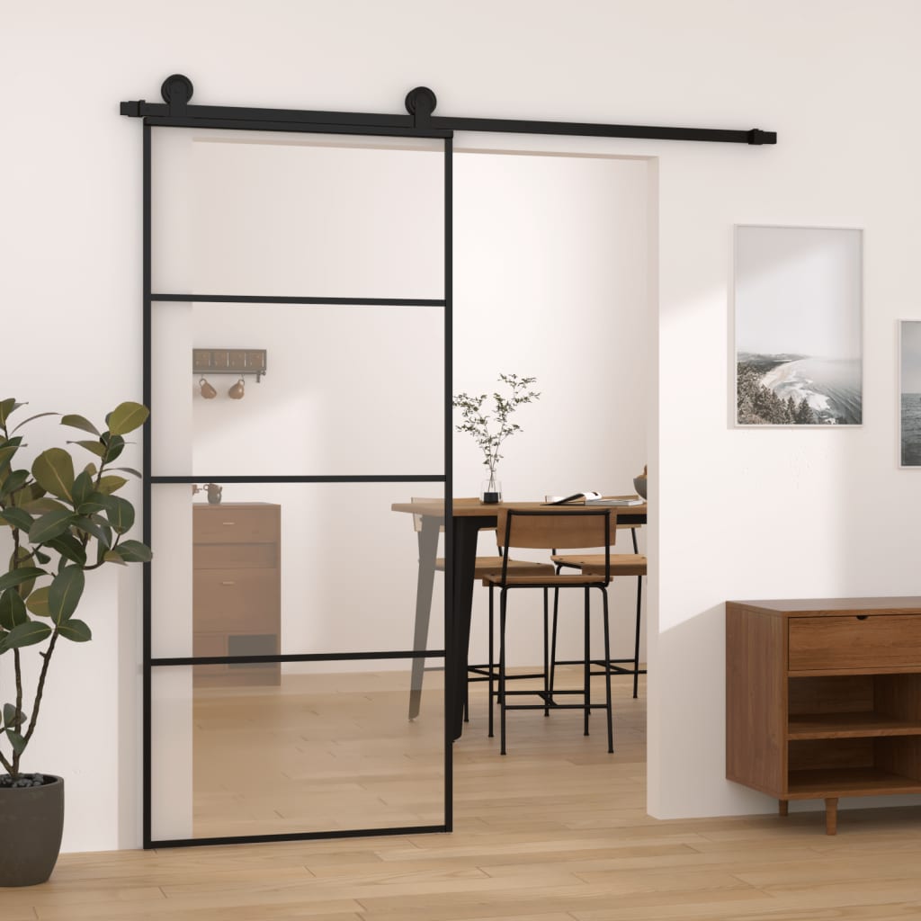 VidaXL Schiebetür mit Beschlägen 90x205 cm ESG-Glas und Aluminium