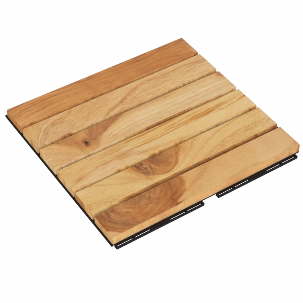 VidaXL Terrassenfliesen 30 Stück 30x30 cm massives Teakholz mit vertikalem Muster