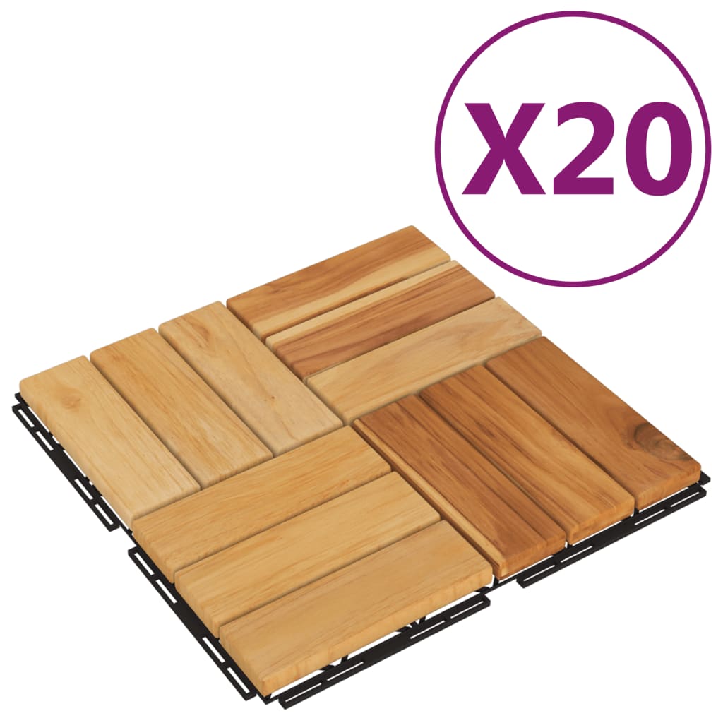 VidaXL Terrassenfliesen 20 Stück 30x30 cm massives Teakholz