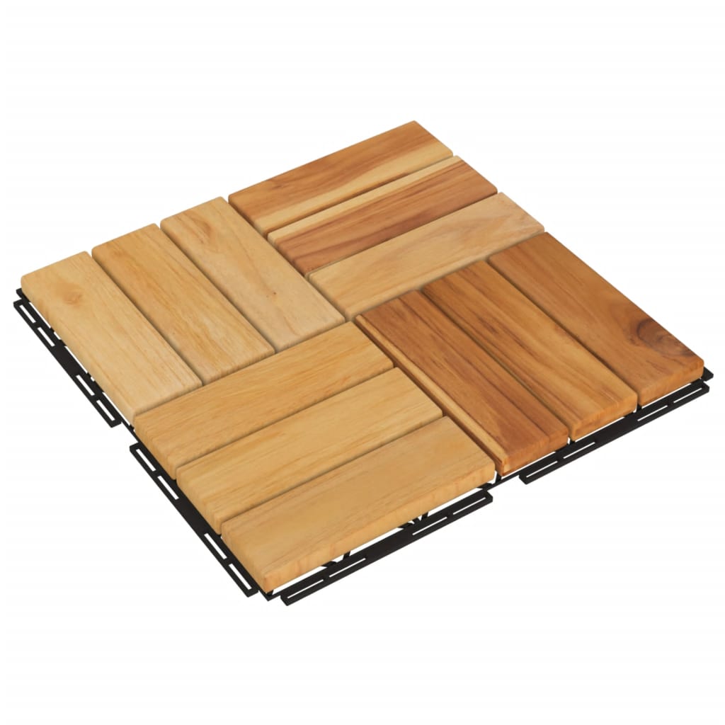VidaXL Terrassenfliesen 30 Stück 30x30 cm massives Teakholz