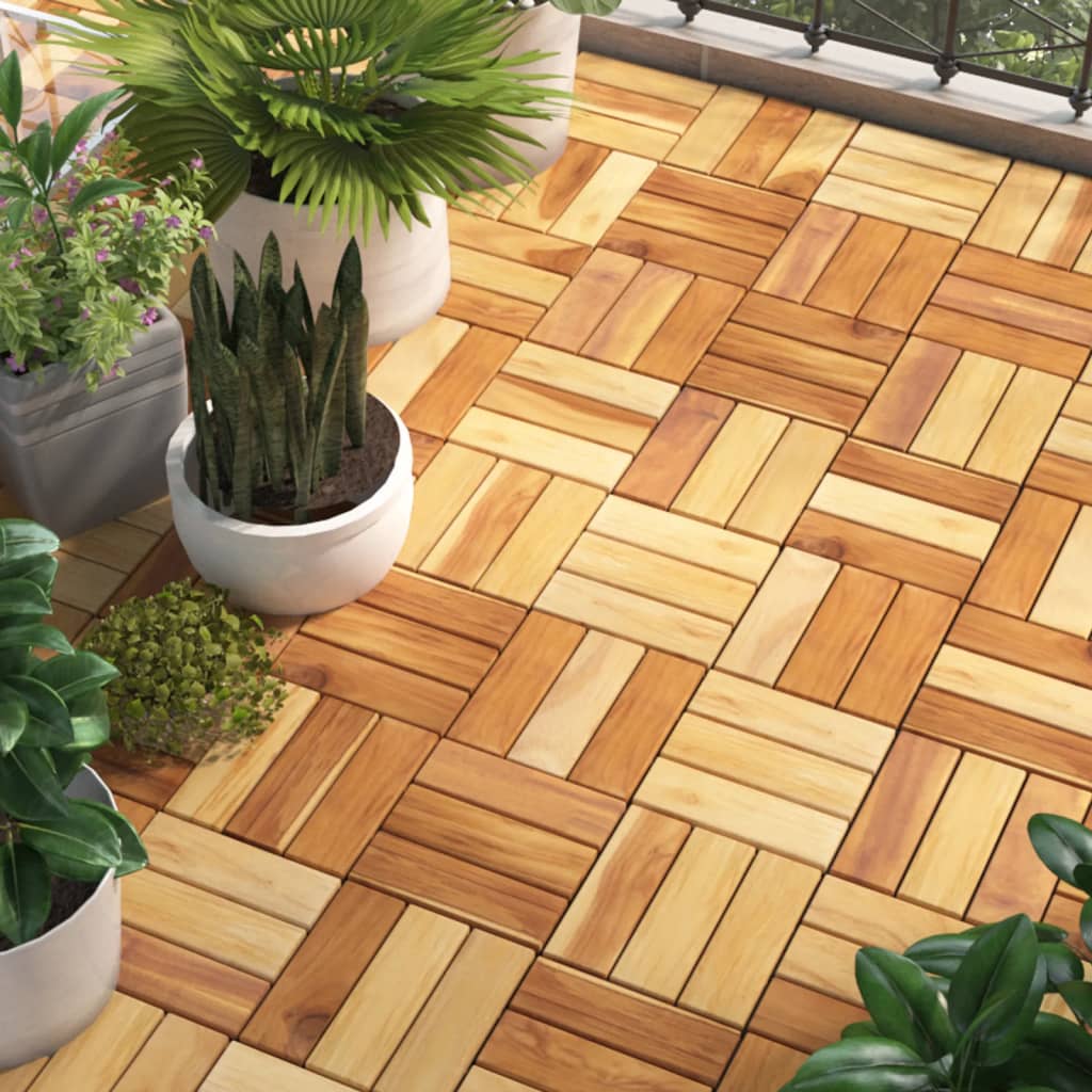VidaXL Terrassenfliesen 30 Stück 30x30 cm massives Teakholz