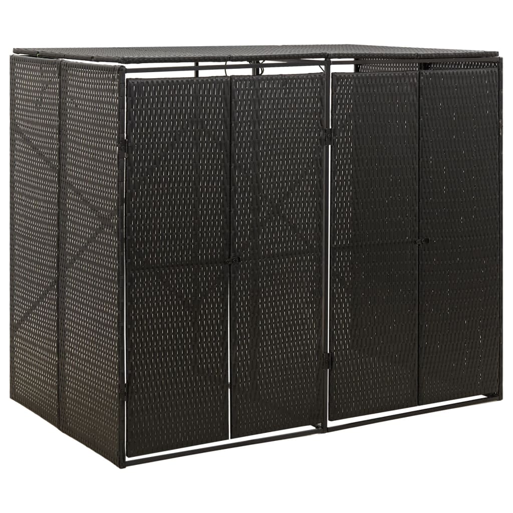 VidaXL Container-Aufbewahrung doppelt 140x80x117 cm Polyrattan schwarz