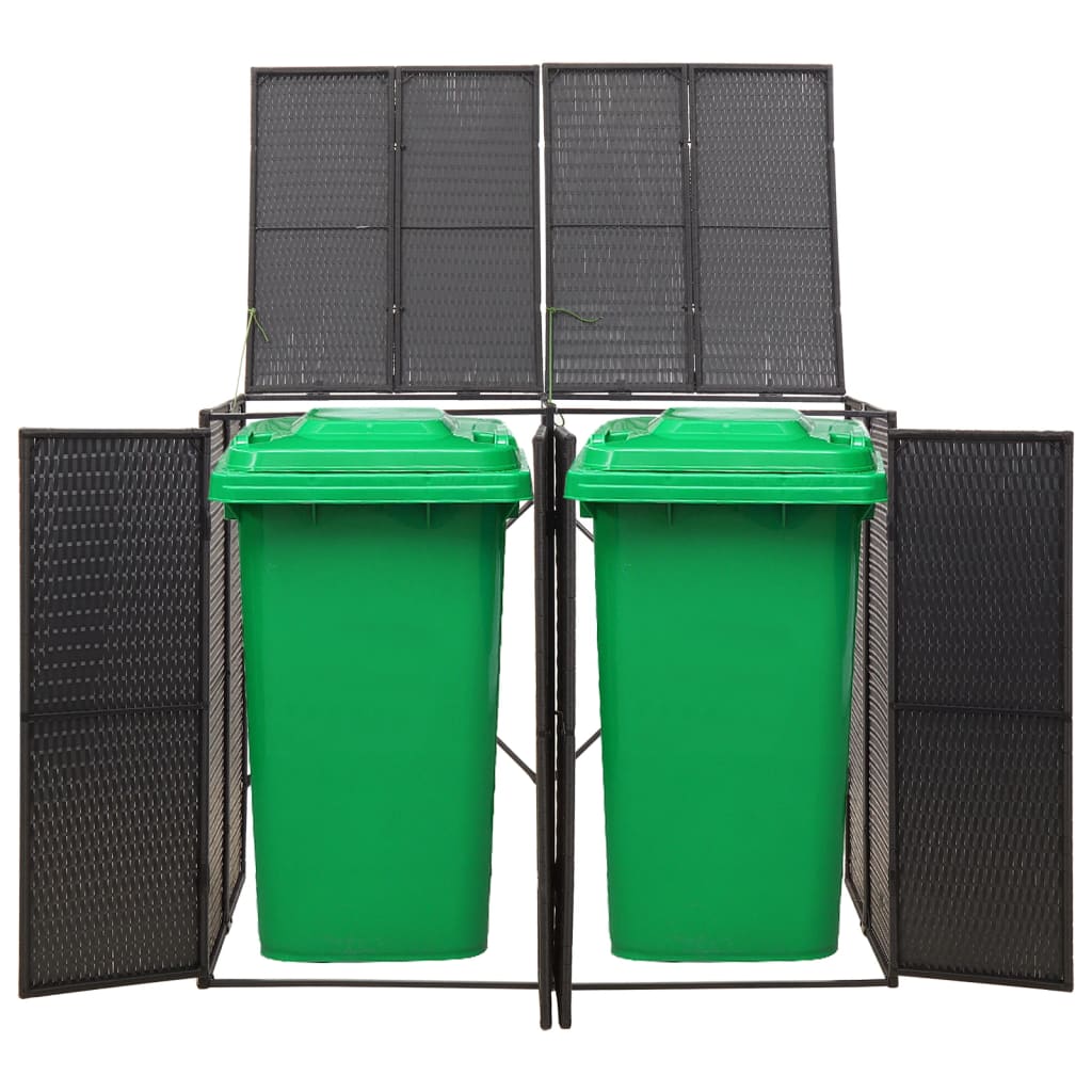 VidaXL Container-Aufbewahrung doppelt 140x80x117 cm Polyrattan schwarz