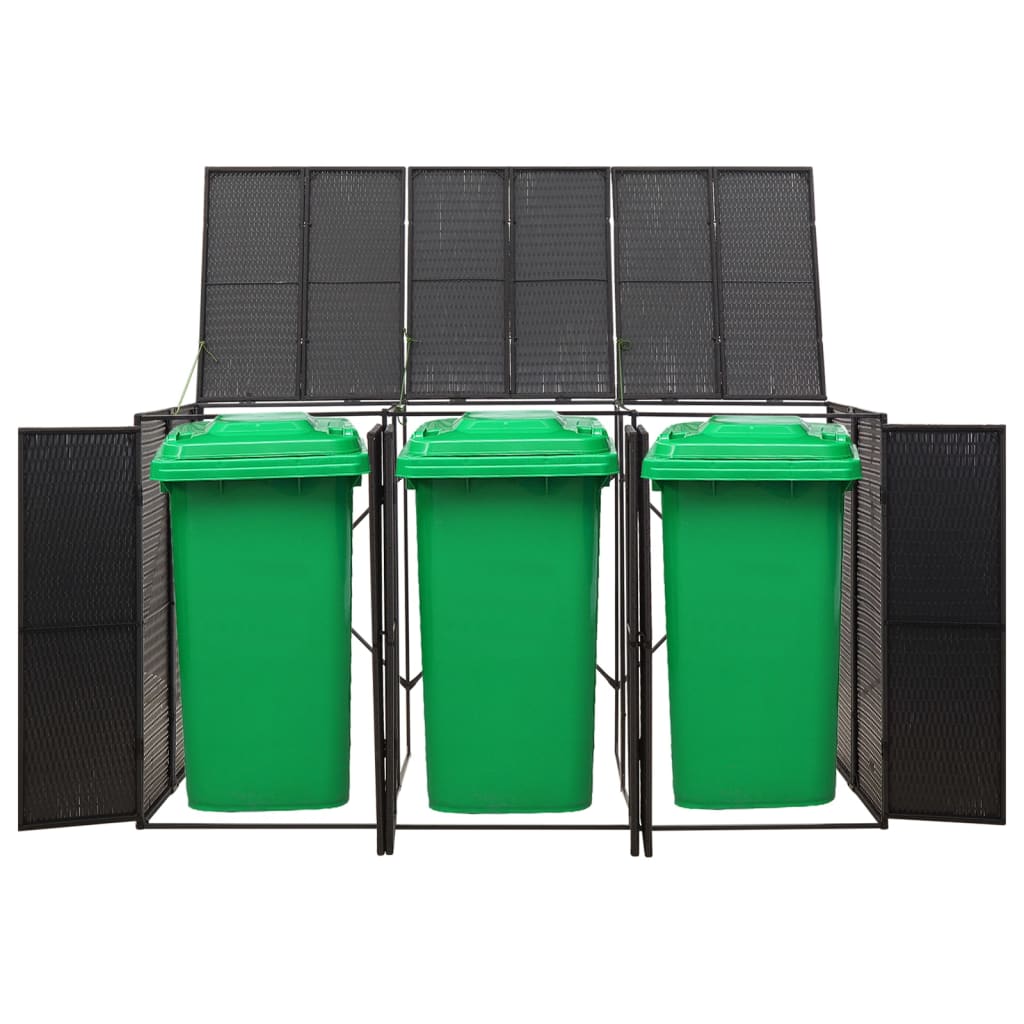 Vidaxx Containeraufbewahrung dreifach 207x80x117 cm Polyrattan schwarz