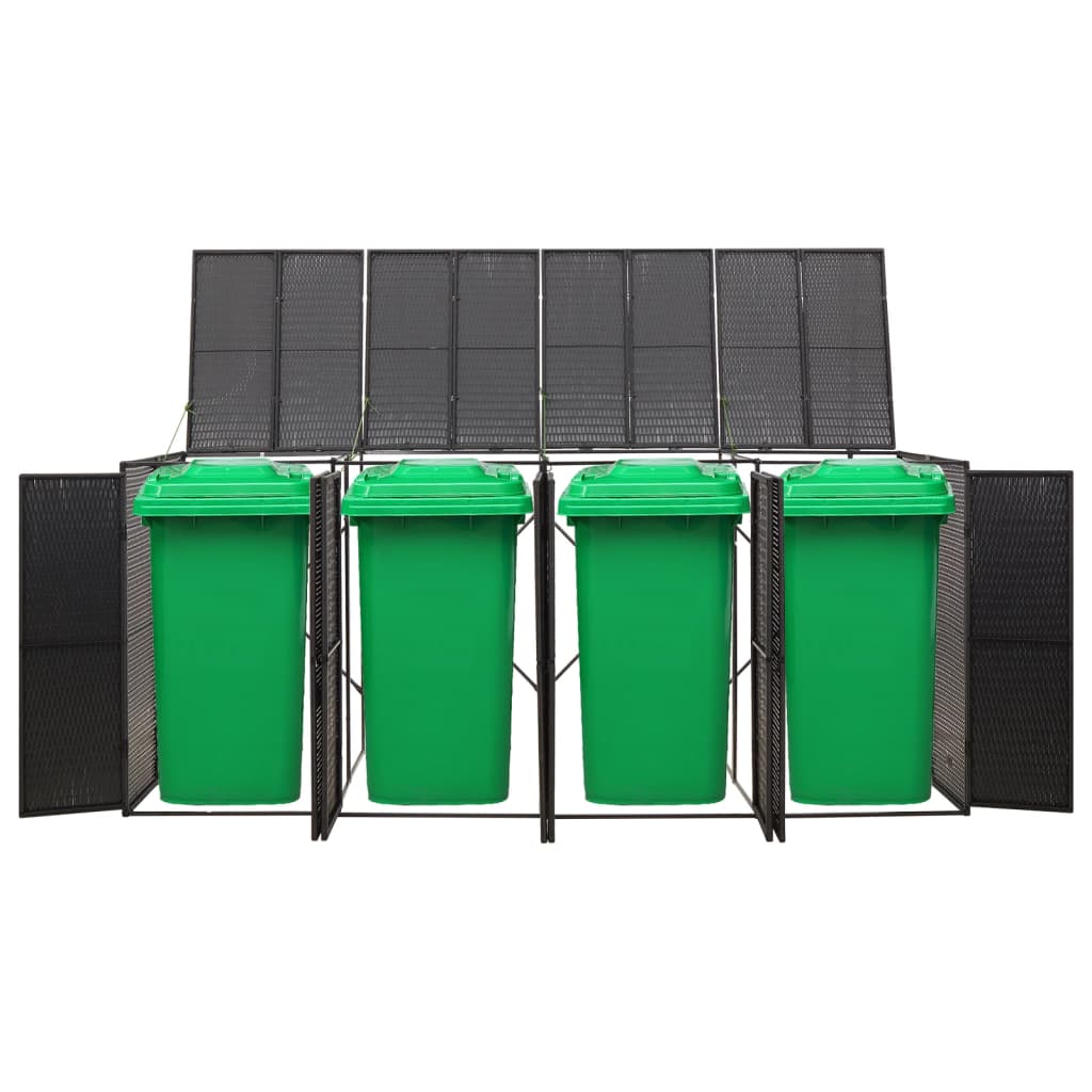 VidaXL Containeraufbewahrung vierfach 274x80x117 cm Polyrattan schwarz