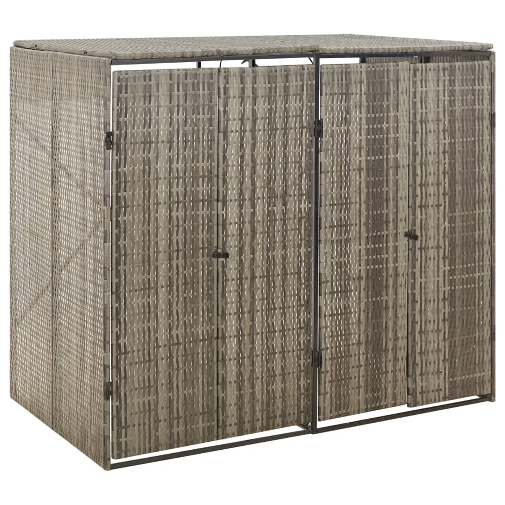 VidaXL Container-Aufbewahrung doppelt 140x80x117 cm Polyrattan grau