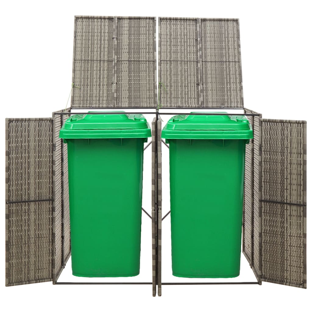 VidaXL Container-Aufbewahrung doppelt 140x80x117 cm Polyrattan grau