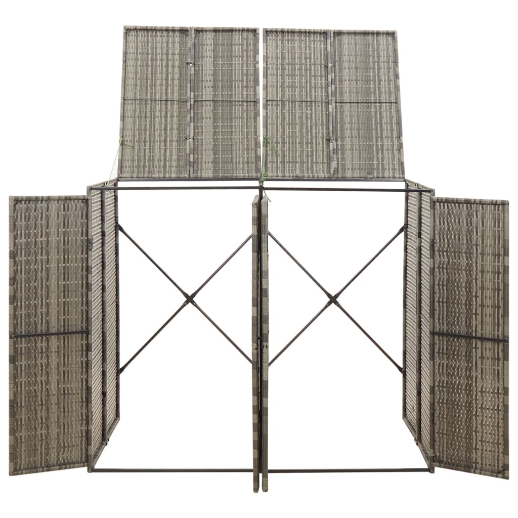 VidaXL Container-Aufbewahrung doppelt 140x80x117 cm Polyrattan grau