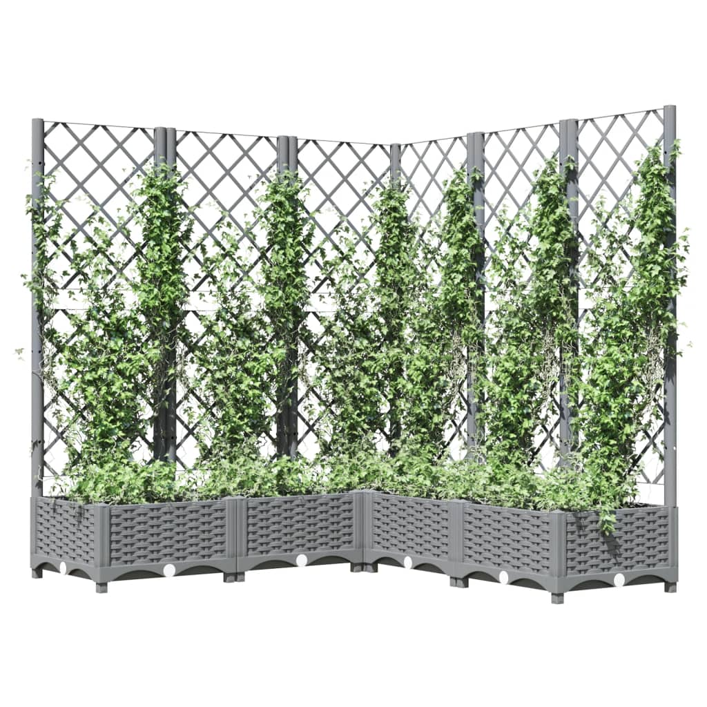 Vidaxx Pflanzgefäß mit Spalier 120x120x121,5 cm Polypropylen hellgrau