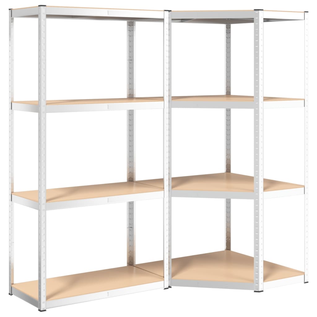VidaXL Lagerregal 4-lagig 2 Stk. Stahl verarbeitetes Holz silberfarben
