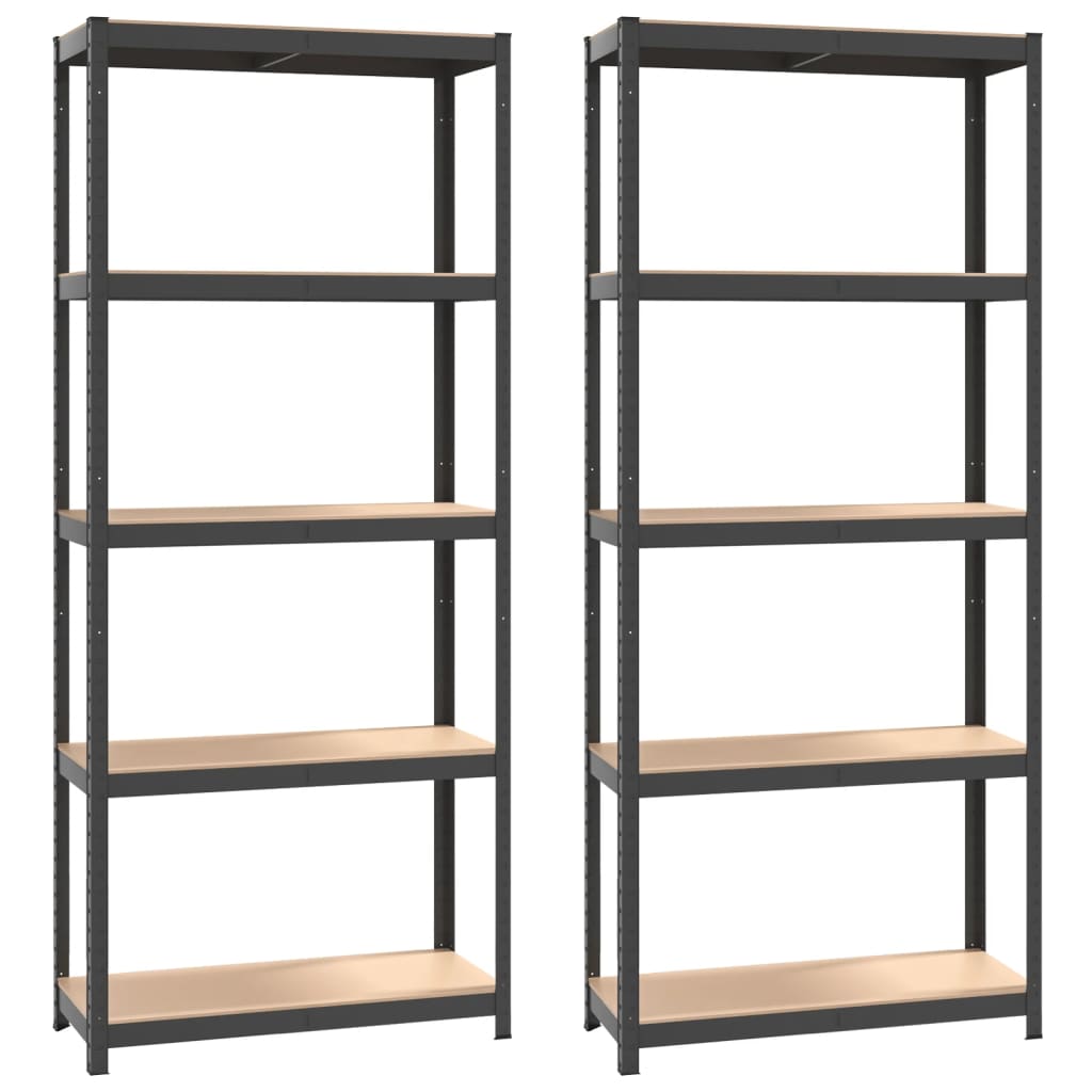 VidaXL Lagerregal 5-lagig 2 Stk. Stahl verarbeitetes Holz anthrazitfarben