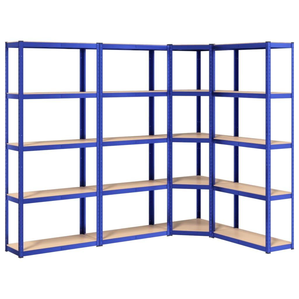 VidaXL Lagerregal 5-lagig 4 Stk. Stahl verarbeitetes Holz blau