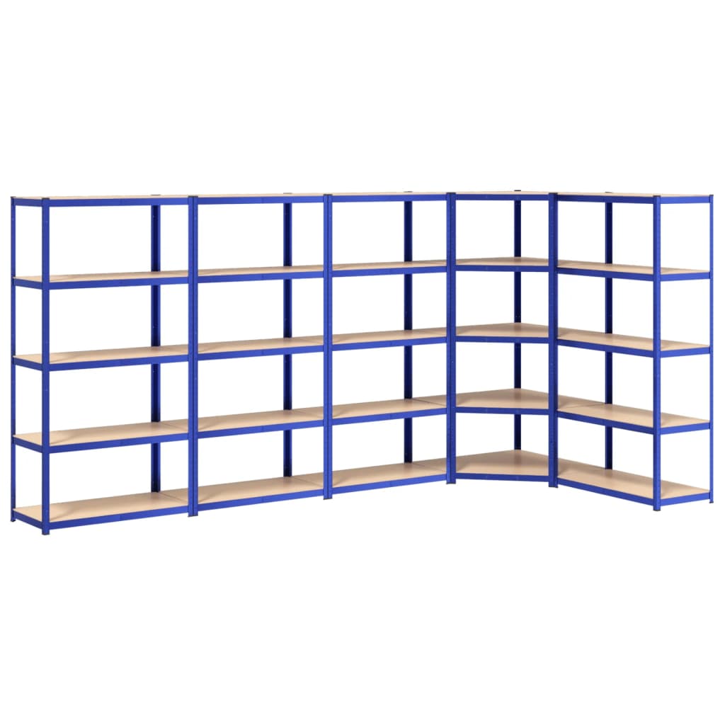 VidaXL Lagerregal 5-lagig 5 Stk. Stahl verarbeitetes Holz blau