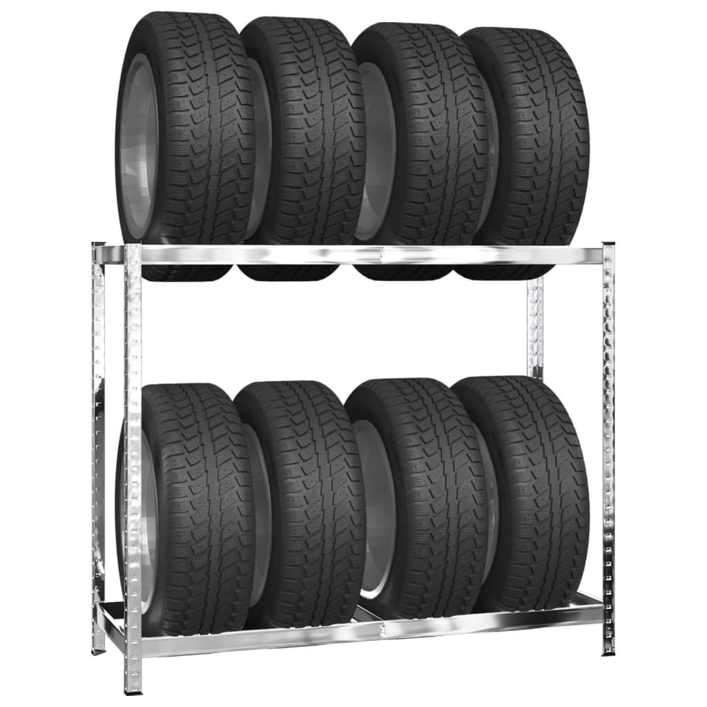 VidaXL Reifenregale 2-lagig 3 Stück 110x40x110 cm Stahl silberfarben
