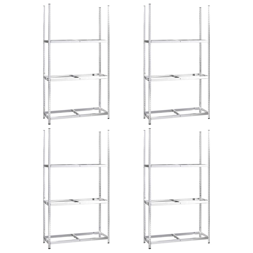 VidaXL Reifenregale 3-lagig 4 Stück 110x40x200 cm Stahl silberfarben