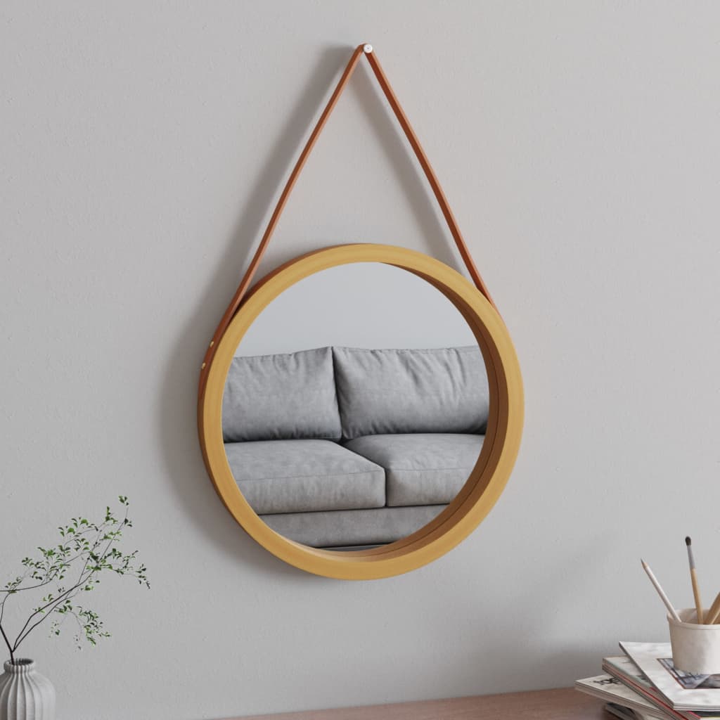 Vidaxx Wandspiegel mit Band ø 45 cm goldfarben