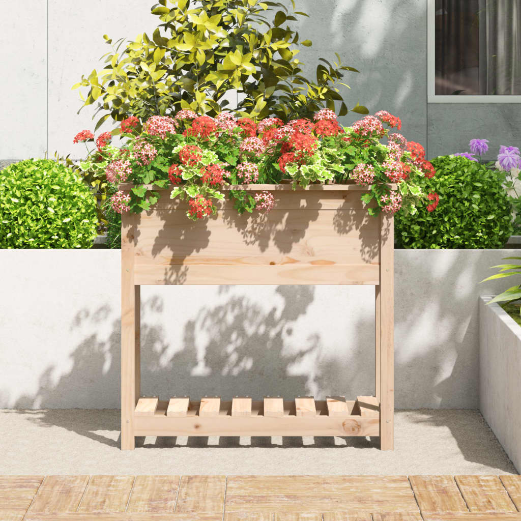 VidaXL Pflanzgefäß mit Ablage 82,5x34,5x81 cm massives Kiefernholz