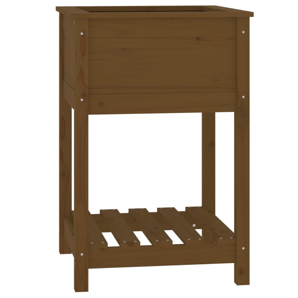 Vidaxx Pflanzgefäß mit Ablage 54x54x81 cm Kiefernholz honigbraun