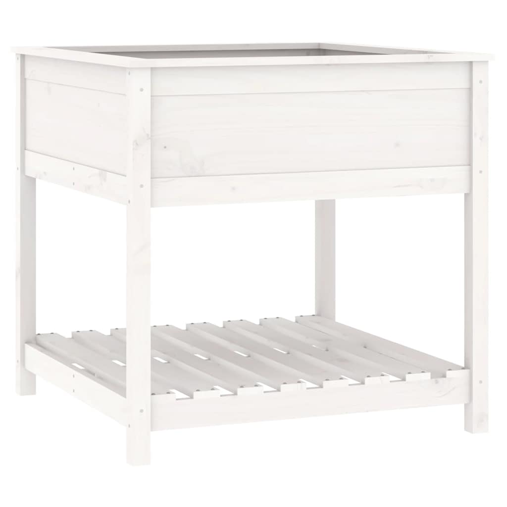 Vidaxx Pflanzgefäß mit Ablage 82,5x82,5x81 cm massives Kiefernholz weiß
