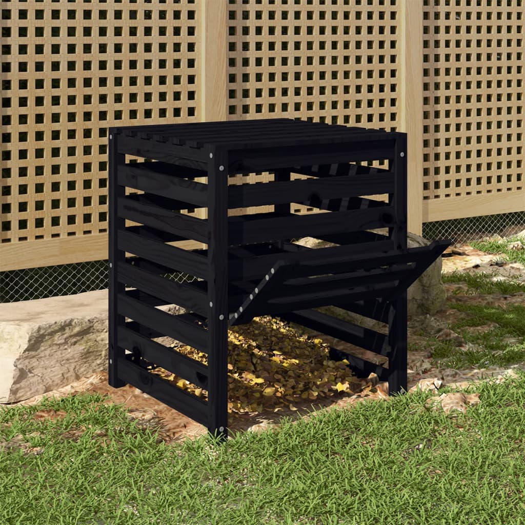 Vidaxx Kompostbehälter 63,5x63,5x77,5 cm massives Kiefernholz schwarz