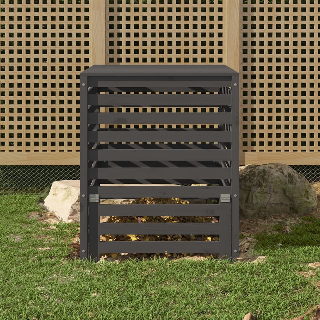 Vidaxx Kompostbehälter 82,5x82,5x99,5 cm massives Kiefernholz grau