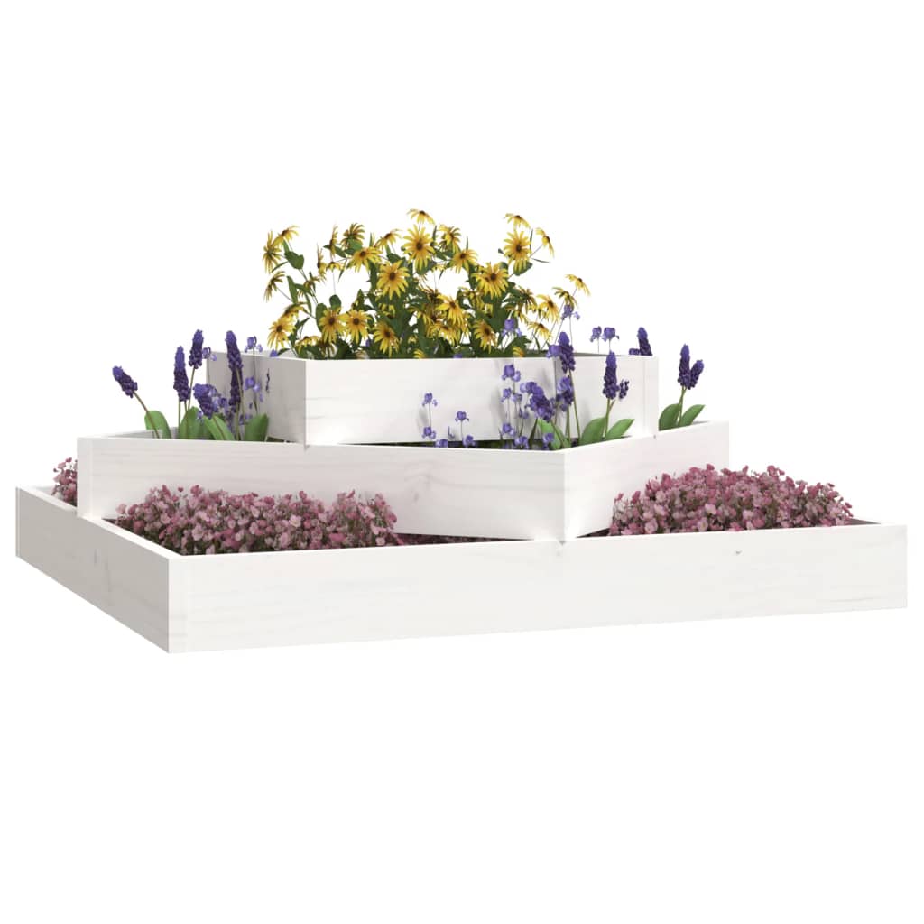 Vidaxx Pflanzgefäß 83x83x27 cm massives Kiefernholz weiß