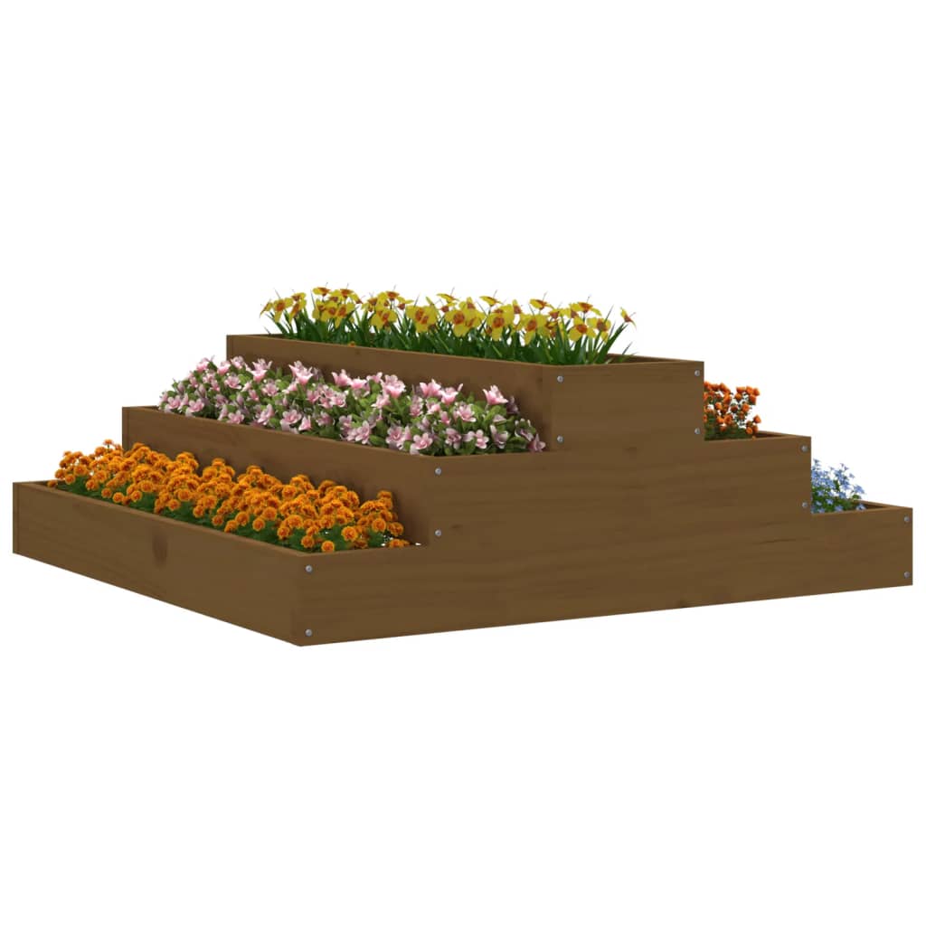 Vidaxx Pflanzgefäß 80x80x27 cm massives Kiefernholz honigbraun