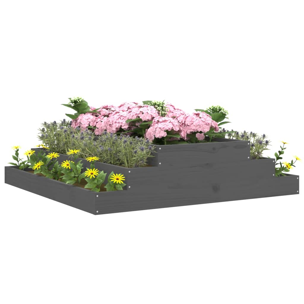 Vidaxx Pflanzgefäß 110x110x27 cm massives Kiefernholz grau