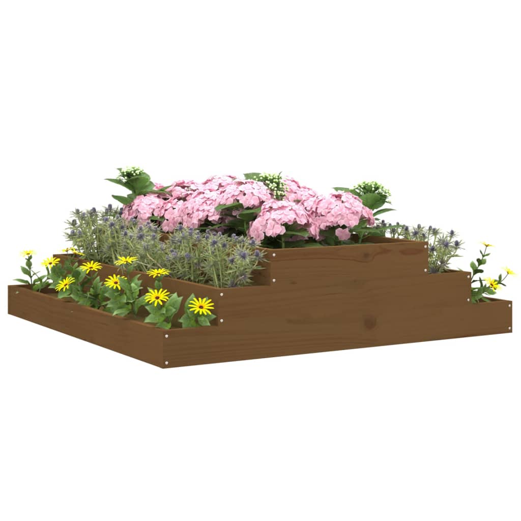 Vidaxx Pflanzgefäß 110x110x27 cm massives Kiefernholz honigbraun