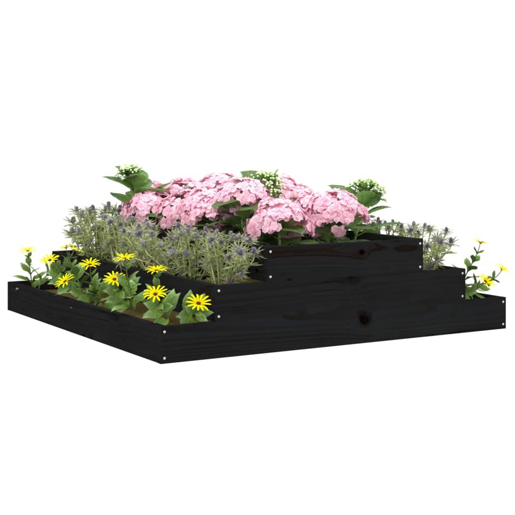 Vidaxx Pflanzgefäß 110x110x27 cm massives Kiefernholz schwarz