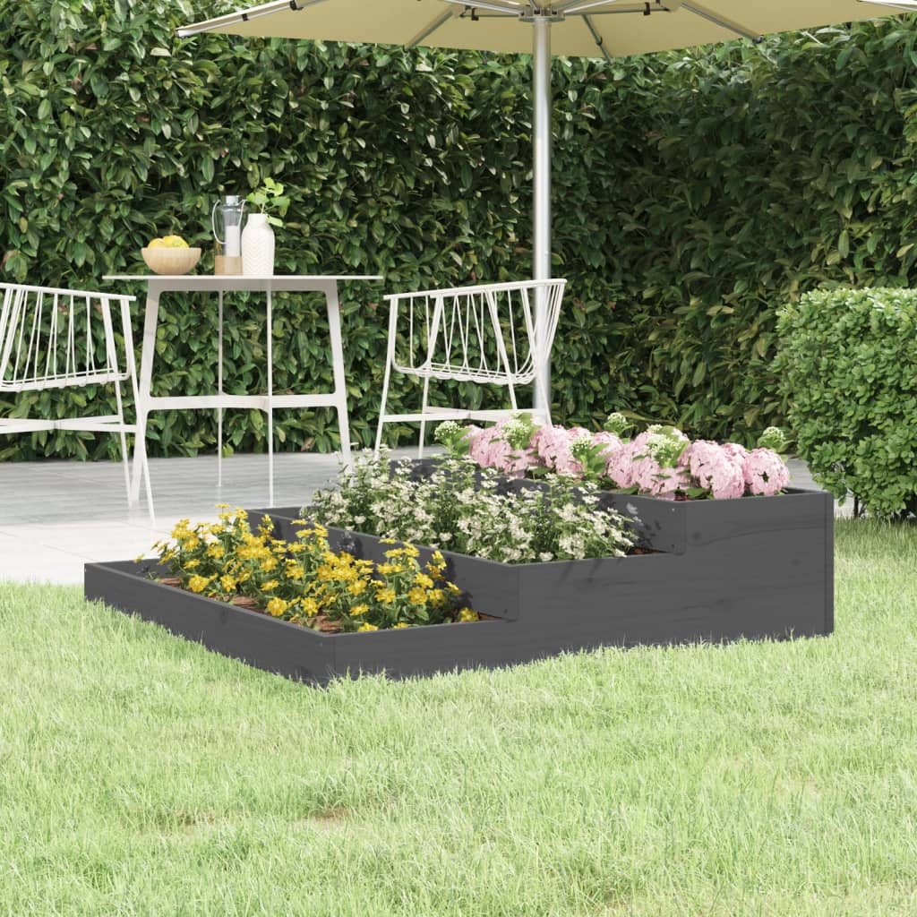 Vidaxx Pflanzgefäß 107x107x27 cm massives Kiefernholz grau