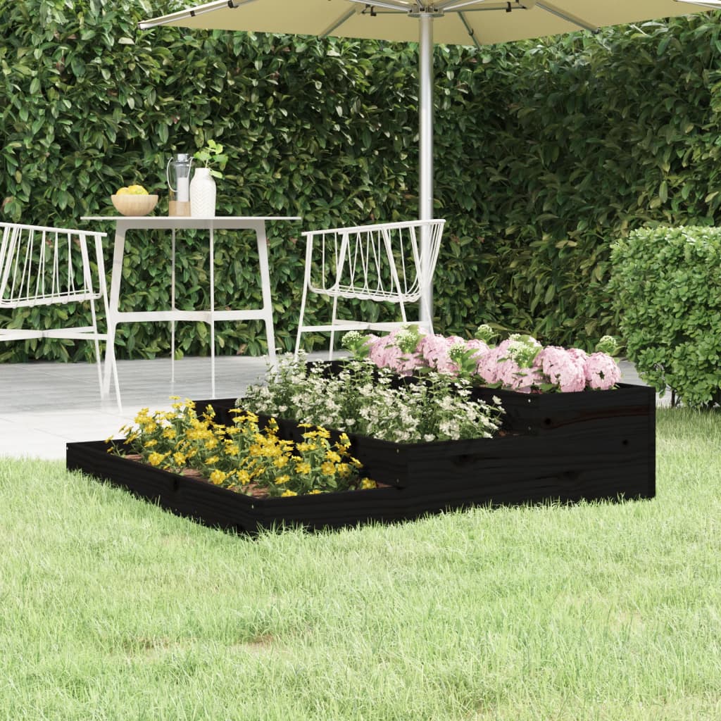Vidaxx Pflanzgefäß 107x107x27 cm massives Kiefernholz schwarz