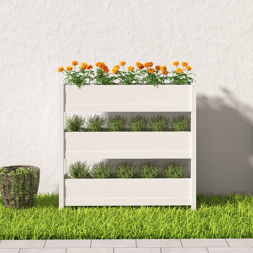 Vidaxx Pflanzgefäß 112x25x104,5 cm massives Kiefernholz weiß