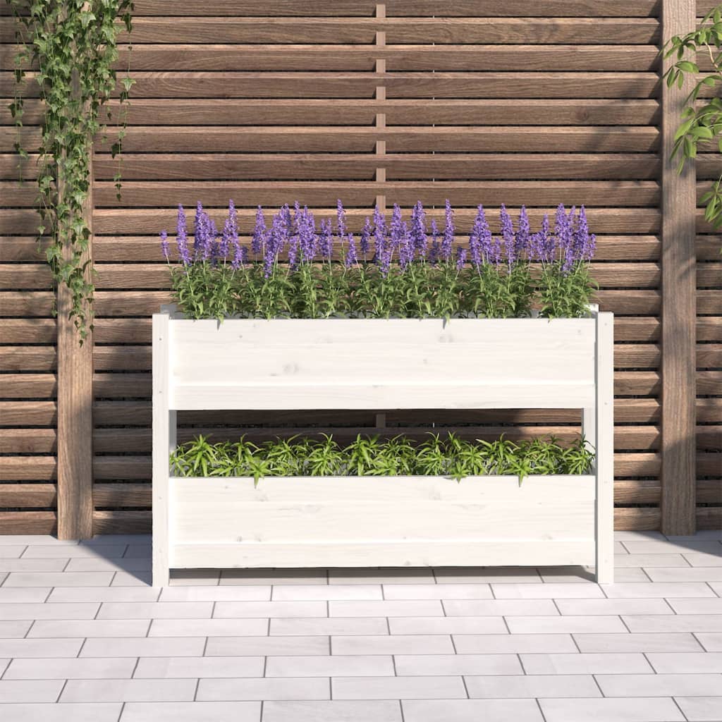 Vidaxx Pflanzgefäß 112x25x66 cm massives Kiefernholz weiß