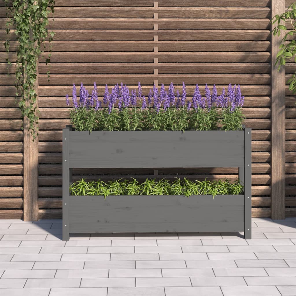 Vidaxx Pflanzgefäß 112x25x66 cm massives Kiefernholz grau