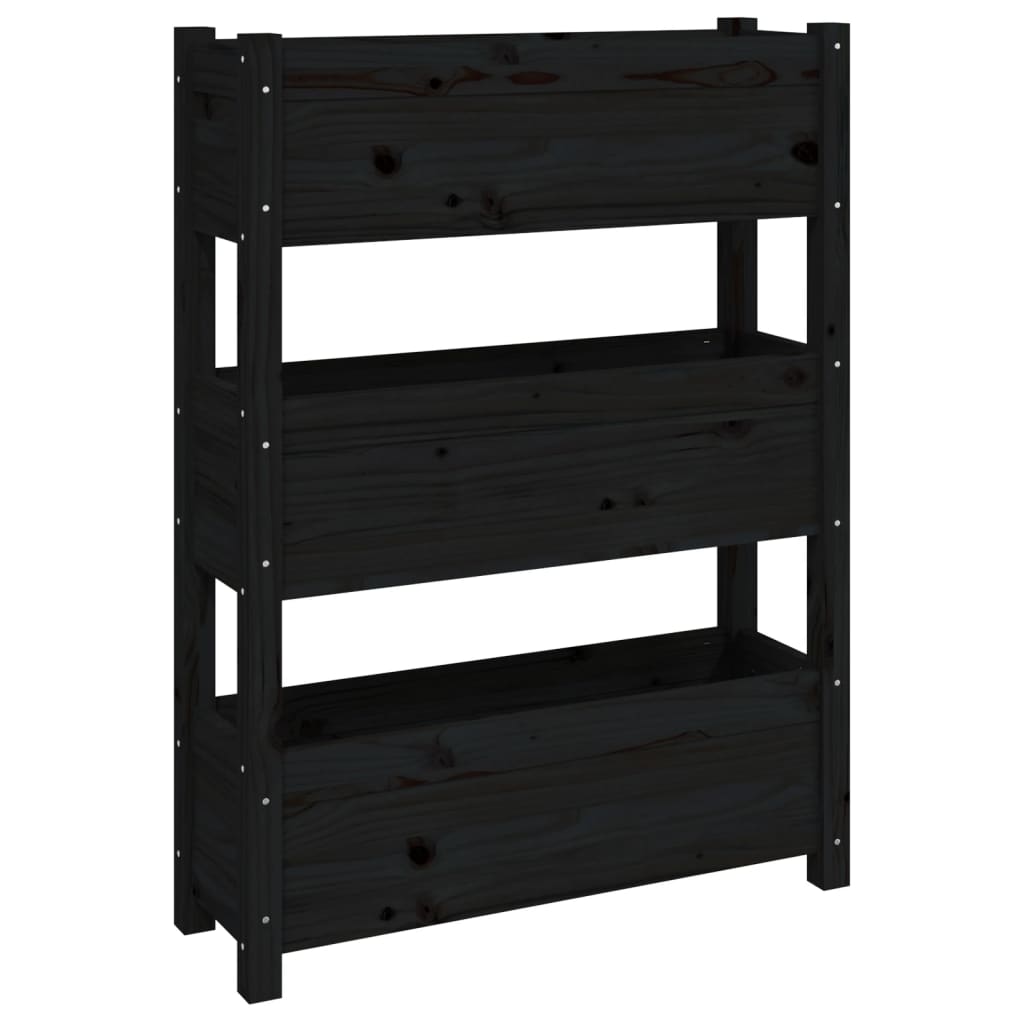 Vidaxx Pflanzgefäß 77x25x104,5 cm massives Kiefernholz schwarz