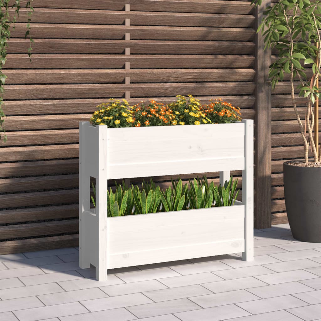 Vidaxx Pflanzgefäß 77x25x66 cm massives Kiefernholz weiß
