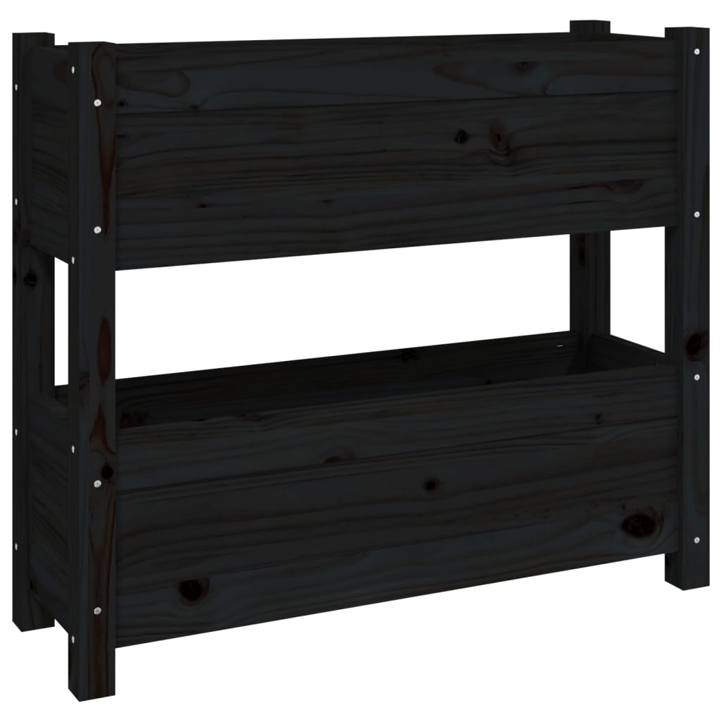 Vidaxx Pflanzgefäß 77x25x66 cm massives Kiefernholz schwarz