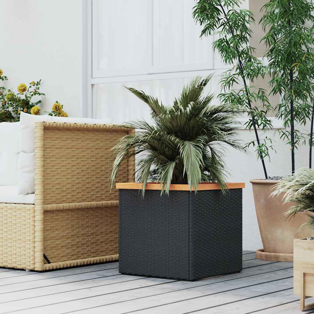 VidaXL Pflanzgefäß 40x40x40 cm Polyrattan schwarz