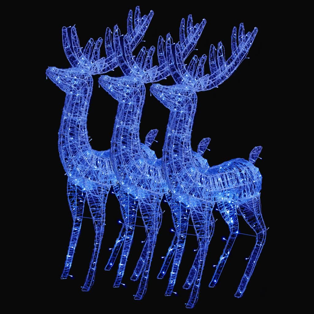VidaXL Weihnachtsdekoration Rentier XXL 3 Stk. 250 LEDs Blau 180 cm Acryl