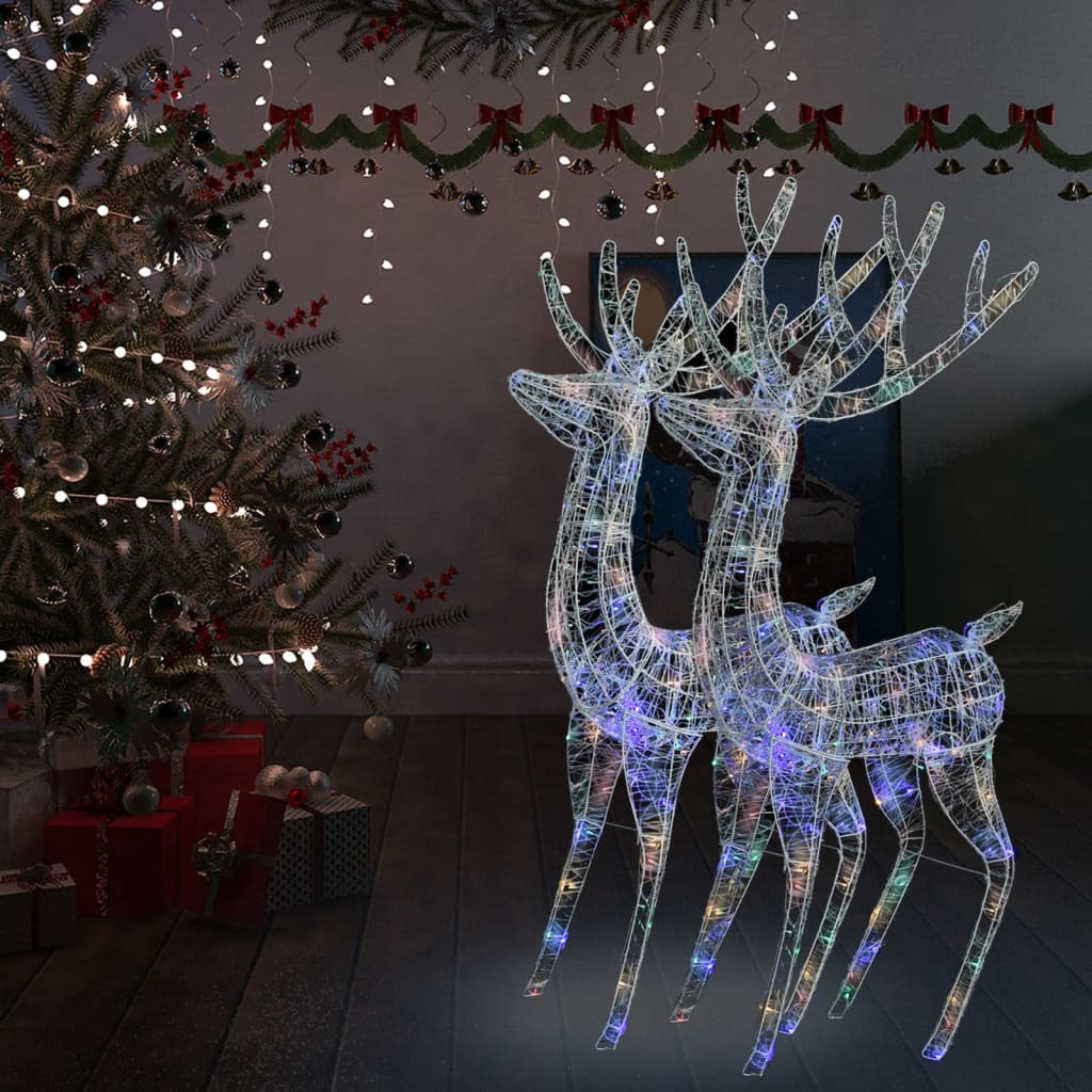 VidaXL Weihnachtsdekoration Rentier XXL 2 Stk. 250 LED mehrfarbig 180cm Acryl