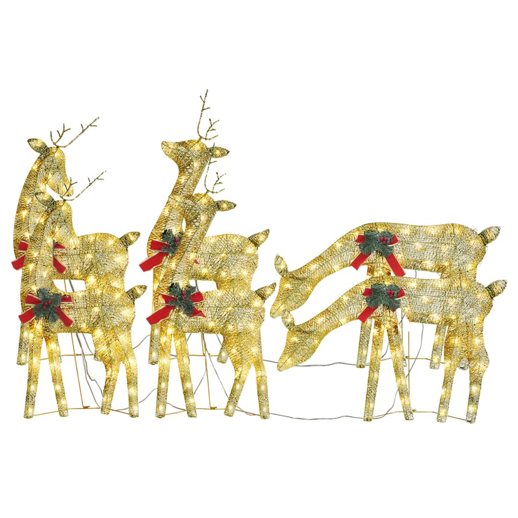 VidaXL Weihnachts-Rentier 6 Stück warmweißes Netz goldfarben