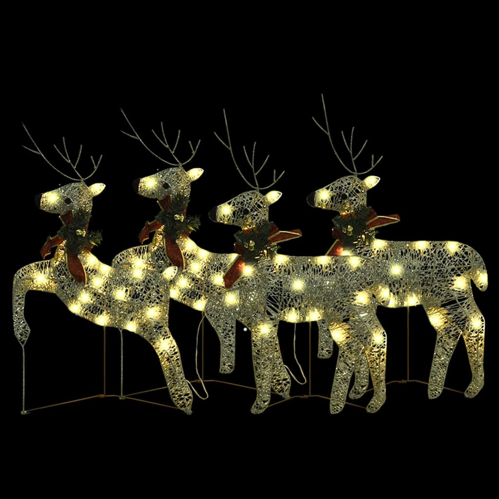 VidaXL Weihnachtsrentier 4 Stk. 80 LEDs goldfarben
