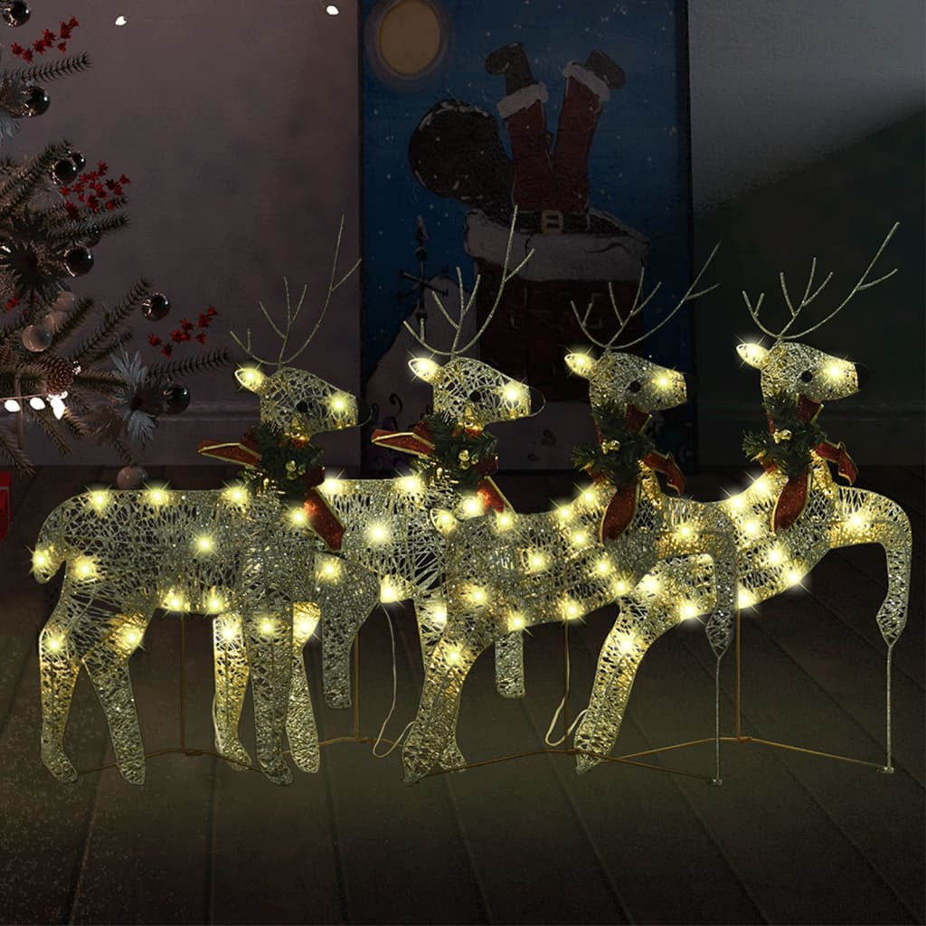 VidaXL Weihnachtsrentier 4 Stk. 80 LEDs goldfarben