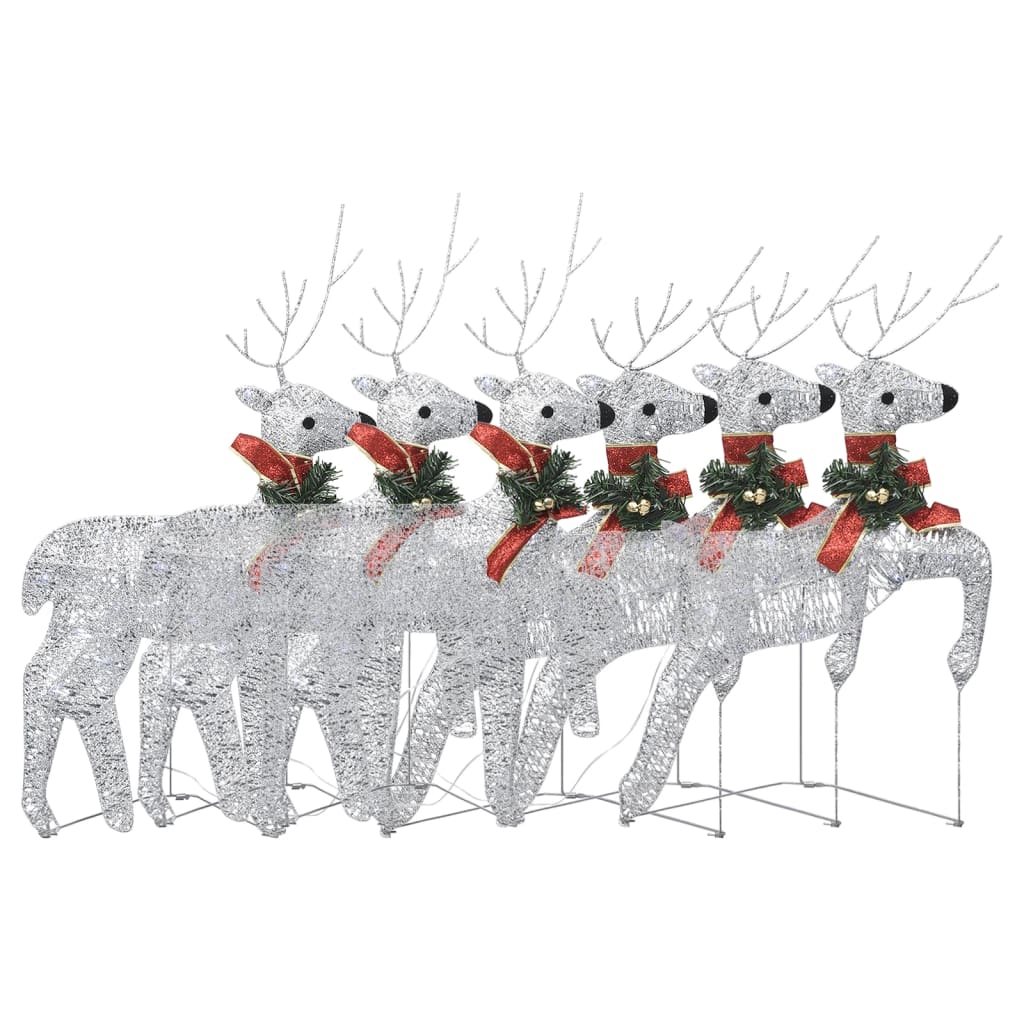 VidaXL Weihnachtsrentier 6 Stk. 120 LEDs Silber