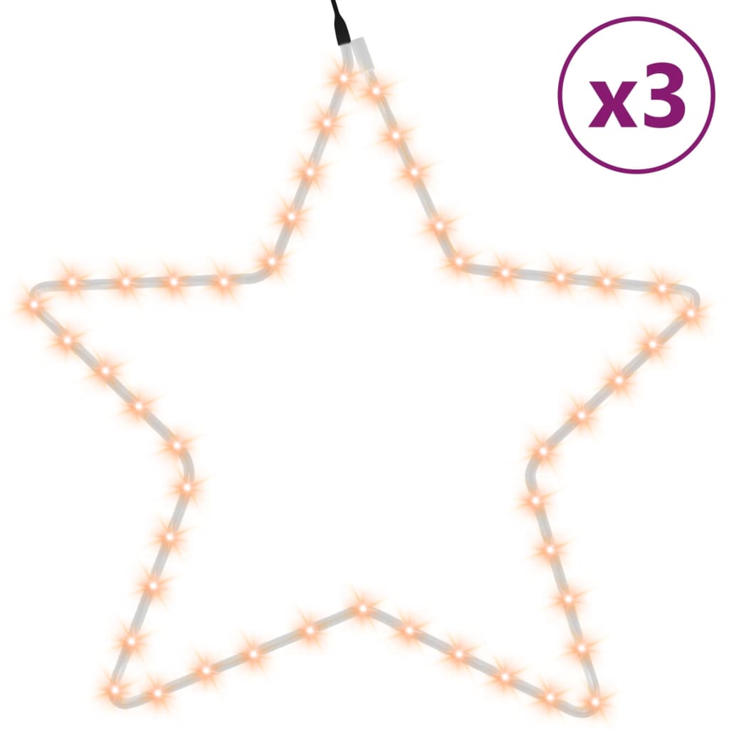 VidaXL Weihnachtsfiguren Sterne mit 48 LEDs 3 Stück 56 cm warmweiß