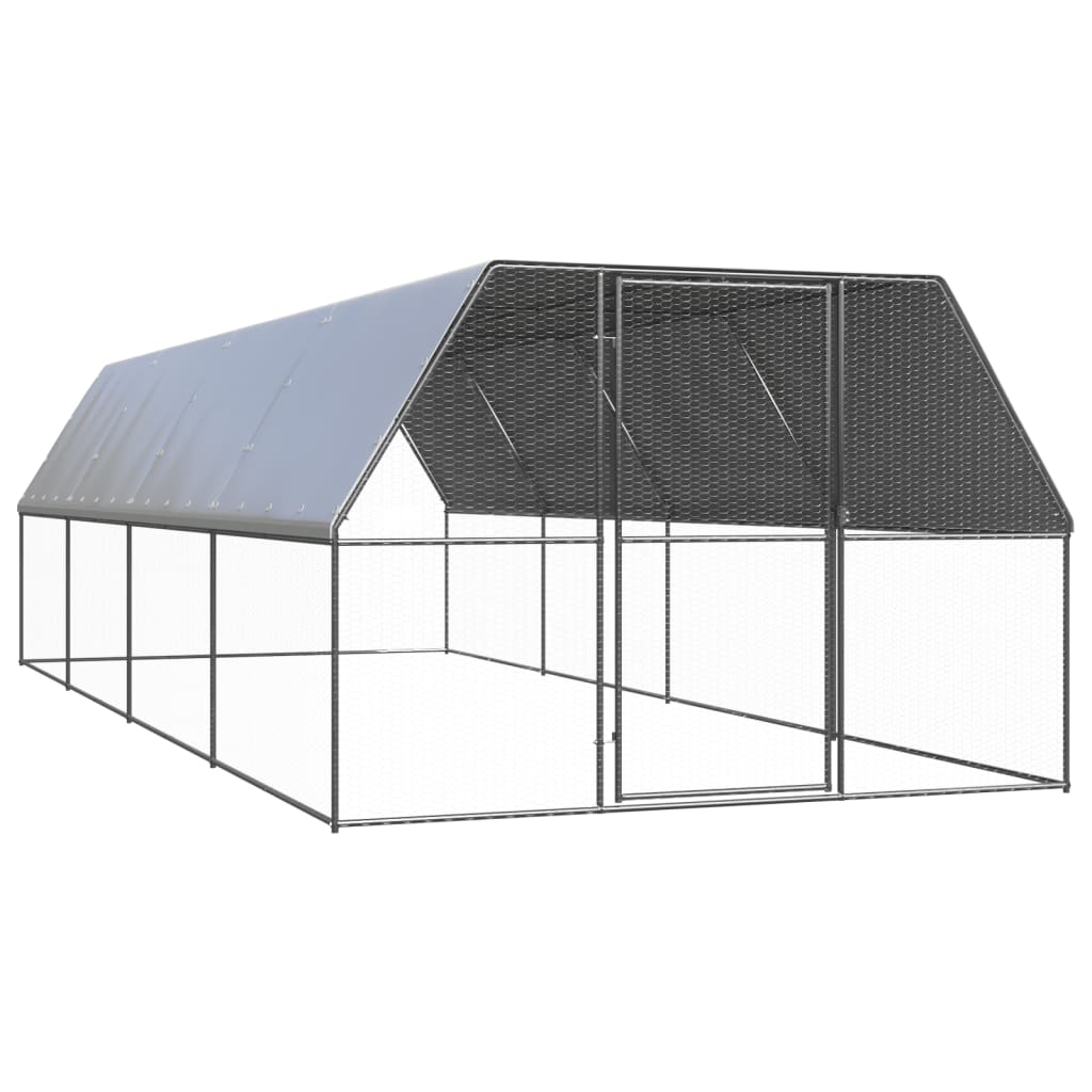 VidaXL Außenstall für Hühner 3x8x2 m aus verzinktem Stahl