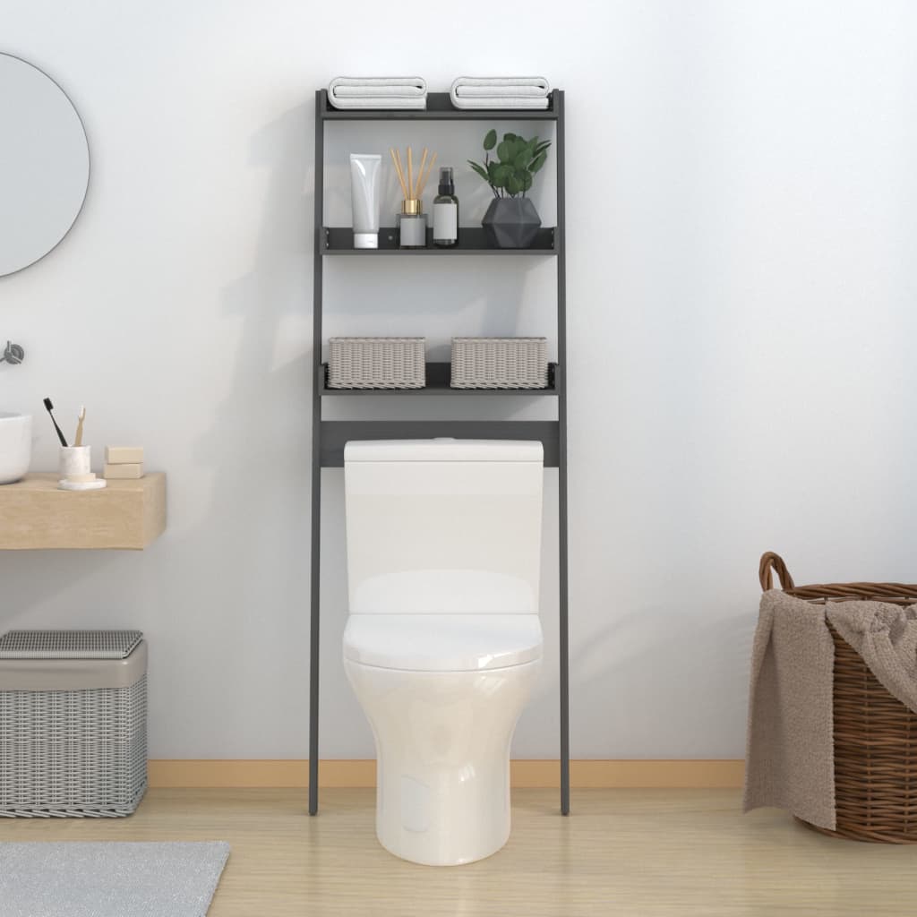 Vidaxl Toilettenregal 63,5x32x179 cm Festkiefer Holz grau