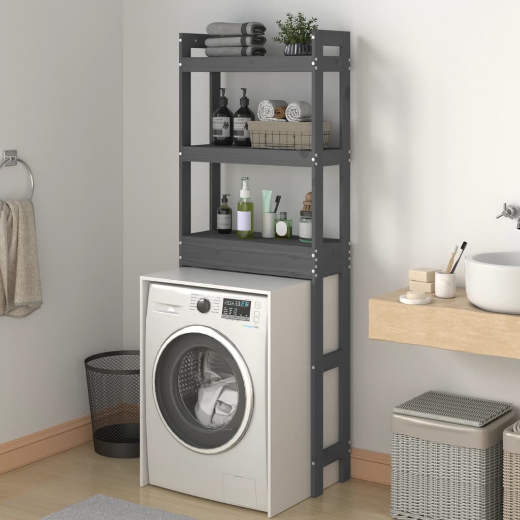 Vidaxx Toilettenständer 63x26x171 cm massives Kiefernholz grau