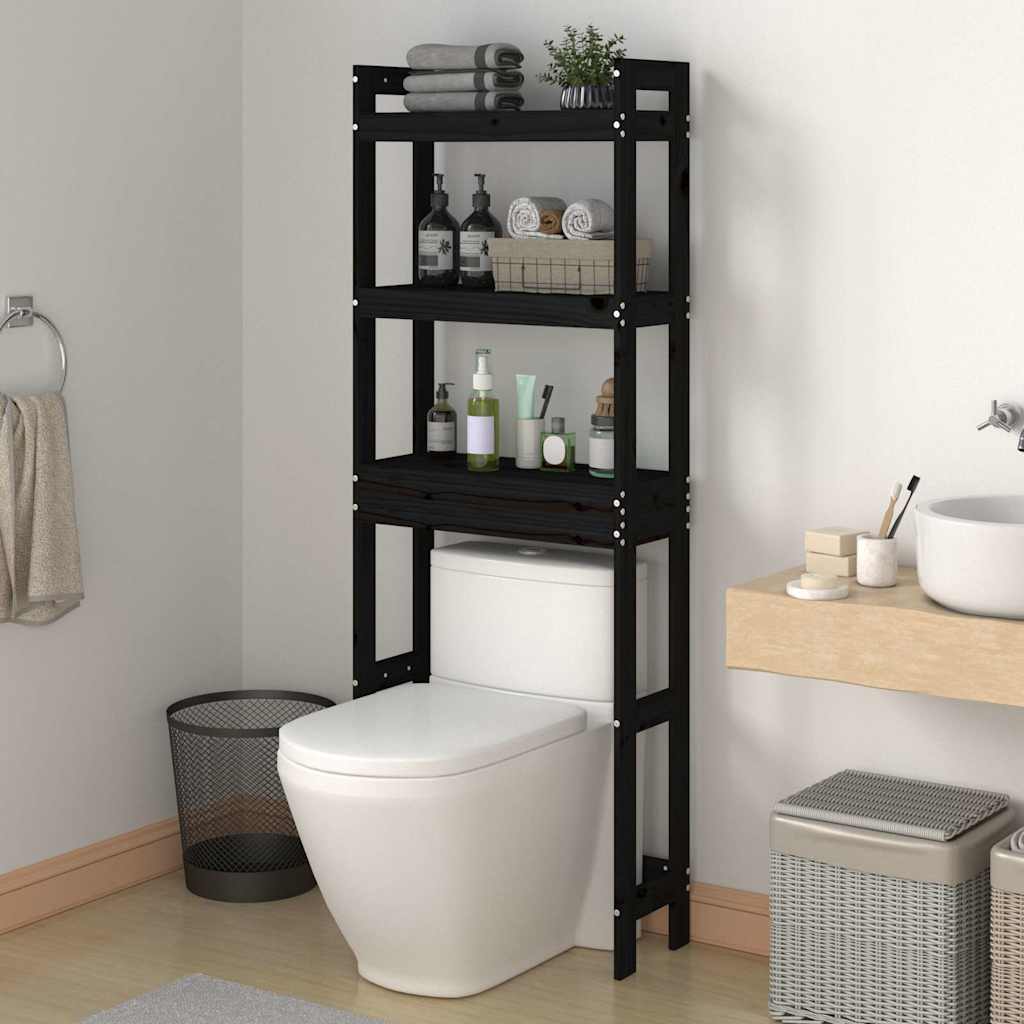 Vidaxx Toilettenständer 63x26x171 cm massives Kiefernholz schwarz